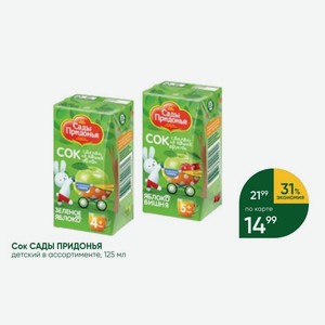 Сок САДЫ ПРИДОНЬЯ детский в ассортименте, 125 мл