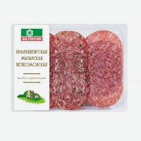 Колбаса Велком Брауншвейгская, Велкомовская, Миланская, сырокопченая, нарезка, 90 г