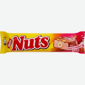 Батончик шоколадный NUTS Дуо малиновый раф, 60г