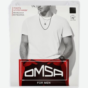 Футболка мужская OMSA фуфайка, bianco, nero, Арт. OmT_U 1201