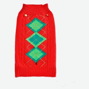 Свитер для собаки новогодний с ромбами красный