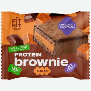 Десерт Fit Kit Брауни Шоколад-Карамель глазированный протеиновый 50г, 50 г
