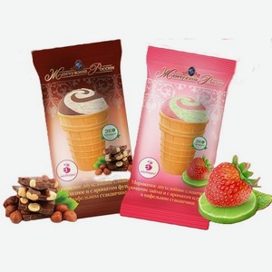 Мороженое ваф стак. Жемчужина России двухслойное МДЖ 10%, 90 г, БЗМЖ ООО  Вологодское мороженое 