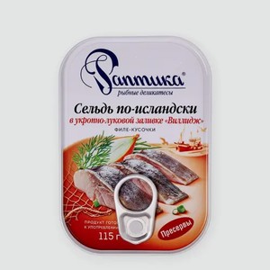 Сельдь «Раптика» по-исландски в укропно-луковой заливке «Виллидж», 115 г