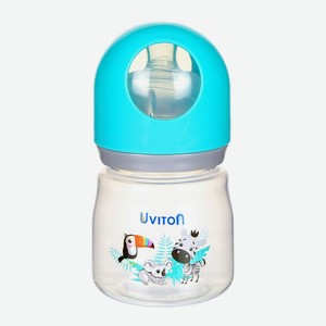UVITON ZOO Бутылочка широкое горлышко 125 мл, цвет: Голубой