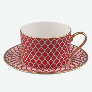 ИМПЕРАТОРСКИЙ ФАРФОРОВЫЙ ЗАВОД Чашка с блюдцем чайная  Скарлетт №2 , 1 шт.