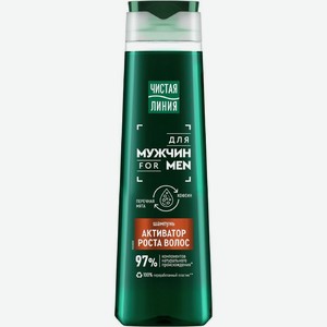 Шампунь Чистая линия Для мужчин для активации роста волос с перечной мятой и кофеином 400мл, 410 г