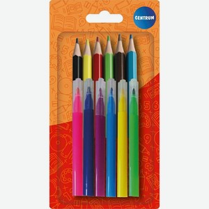 Набор Centrum карандаши цветные деревянные и фломастеры 1шт., 1 шт