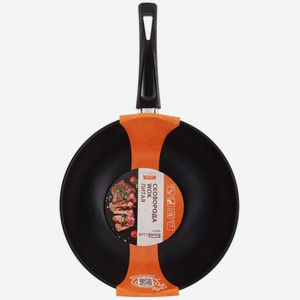 Сковорода Вок HOMECLUB Basic 28см, литая, ручка soft-touch, б/индукции 2802П/0728Л,