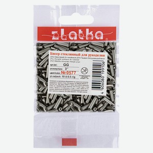 Бисер Zlatka Стеклярус №0577 3 черный никель 6 мм, 10 г