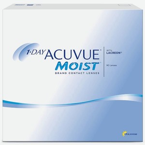 ACUVUE Однодневные контактные линзы 1-DAY ACUVUE MOIST with LACREON 90 шт., 14,2 / 8.5 / -3.50