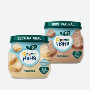 Пюре мясное ФРУТОНЯНЯ в ассортименте 80гр