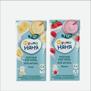 Коктейль молочный ФРУТОНЯНЯ банан/малина 200мл