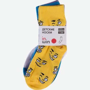Носки детские INWIN р. 14–22, цветные с дизайном рожицы, Арт. СП1627, 7пар
