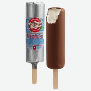 Мороженое Чистая Линия пломбир ванильный в молочном шоколаде эскимо 80 г