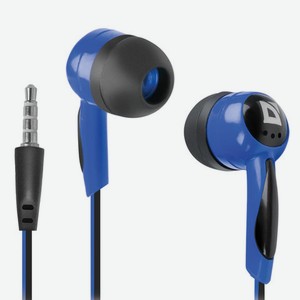 Наушники DEFENDER Basic 604, проводные, 1,1 м, вкладыши, черные с голубыми, 63608