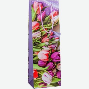 Пакет подарочный Новый год для бутылки 12х36см