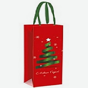 Подарочный пакет для бутылки новогодний 12х36см