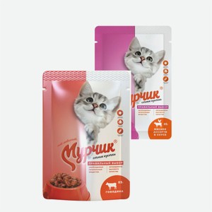 Корм для кошек  Мурчик  в ассортименте 75-85гр
