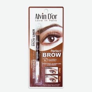 ALVIN D’OR Профессиональный дуэт для бровей карандаш + воск Brow Perfect, 01 Soft Black