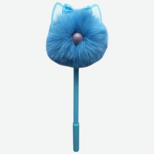 Ручка гелевая Котики с помпоном синяя в ассортименте 1шт., 1 шт